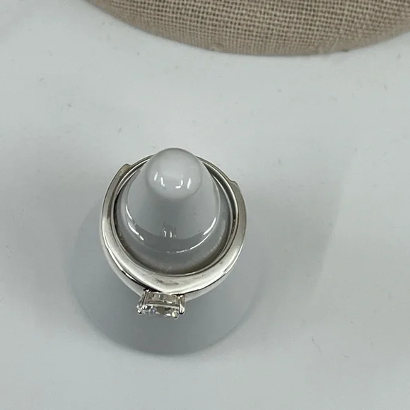 💎 Vintage 925 Sterling Silver Solitaire CZ Ring Size 7 - Picture 13 of 17